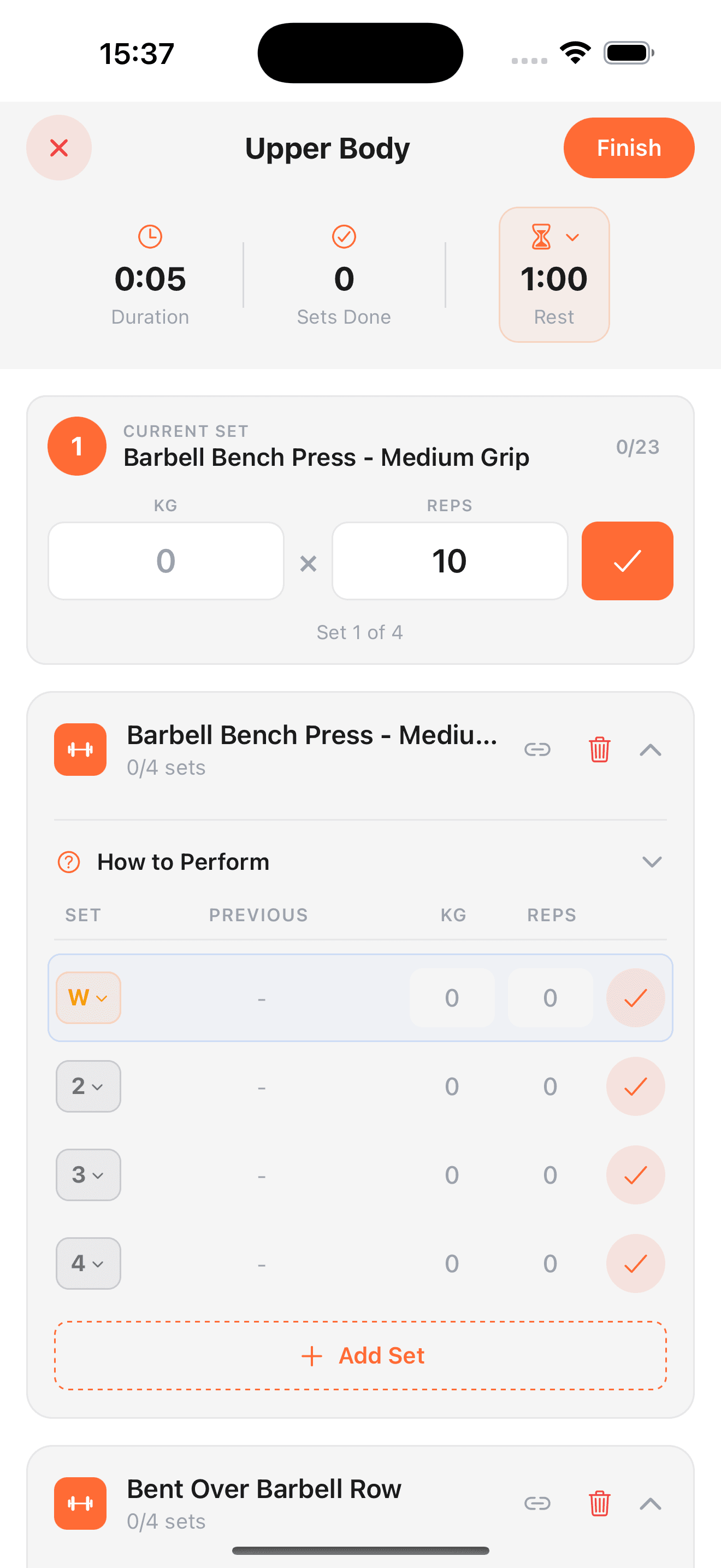 Fast Workout Logging